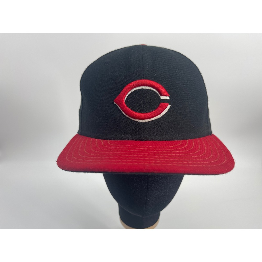 New Era 59FIFTY Cincinnati Reds Hat MLB Fitted Size 7 1/2 Black Red Wool Cap